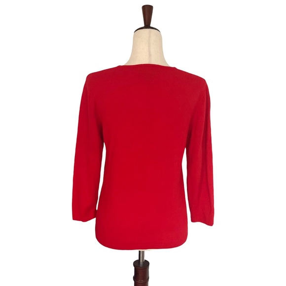 Vintage Cathy Daniels Beaded Bow Detail Lightweight Sweater, Red Size Small - Picture 3 of 7